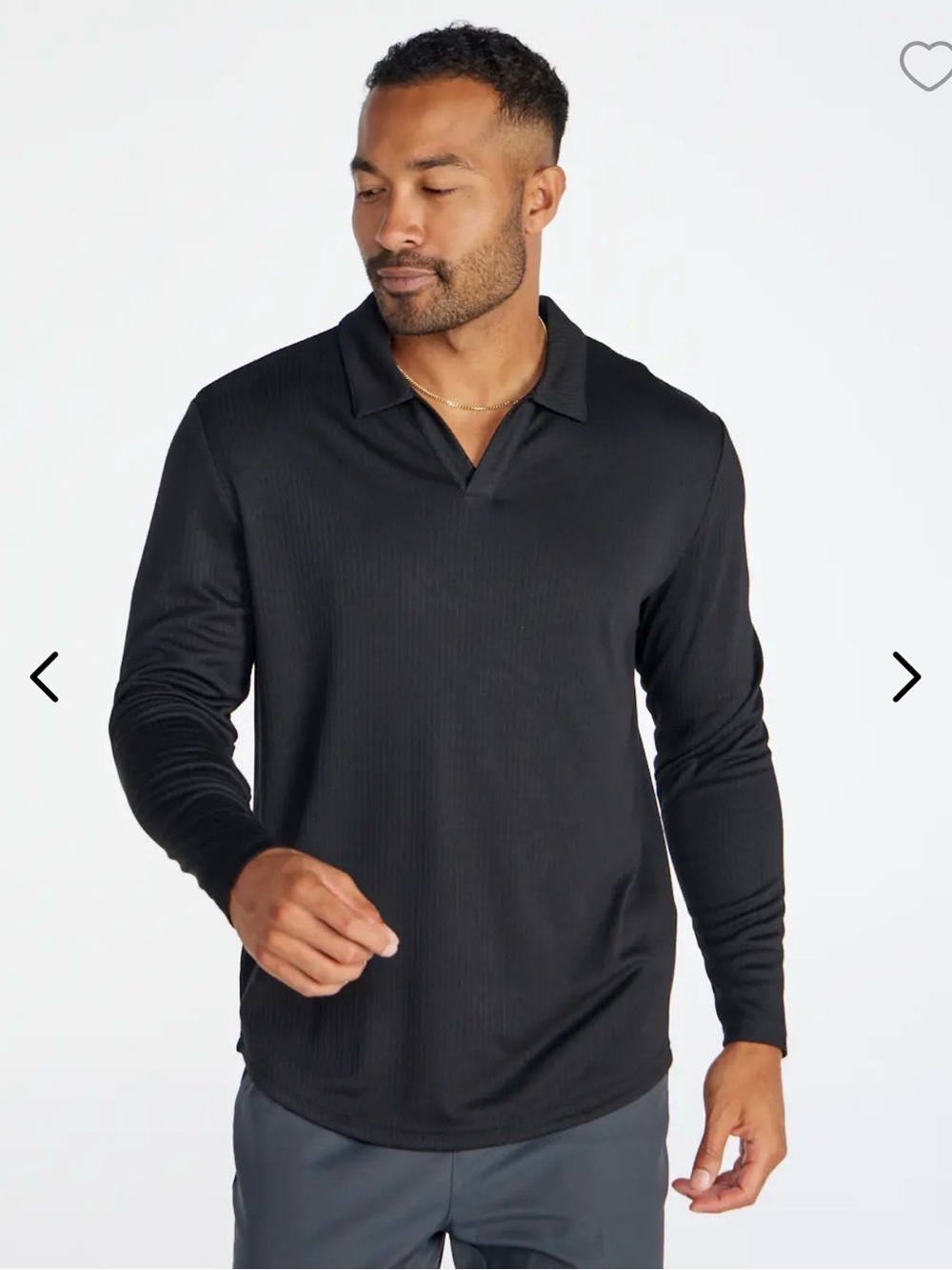 Ribbed Long Sleeve Open V Polo BYLT